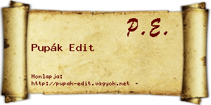 Pupák Edit névjegykártya